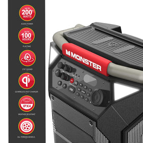 Monster Rockin' Roller 270 qi-charger demonstrates wireless charging for devices.