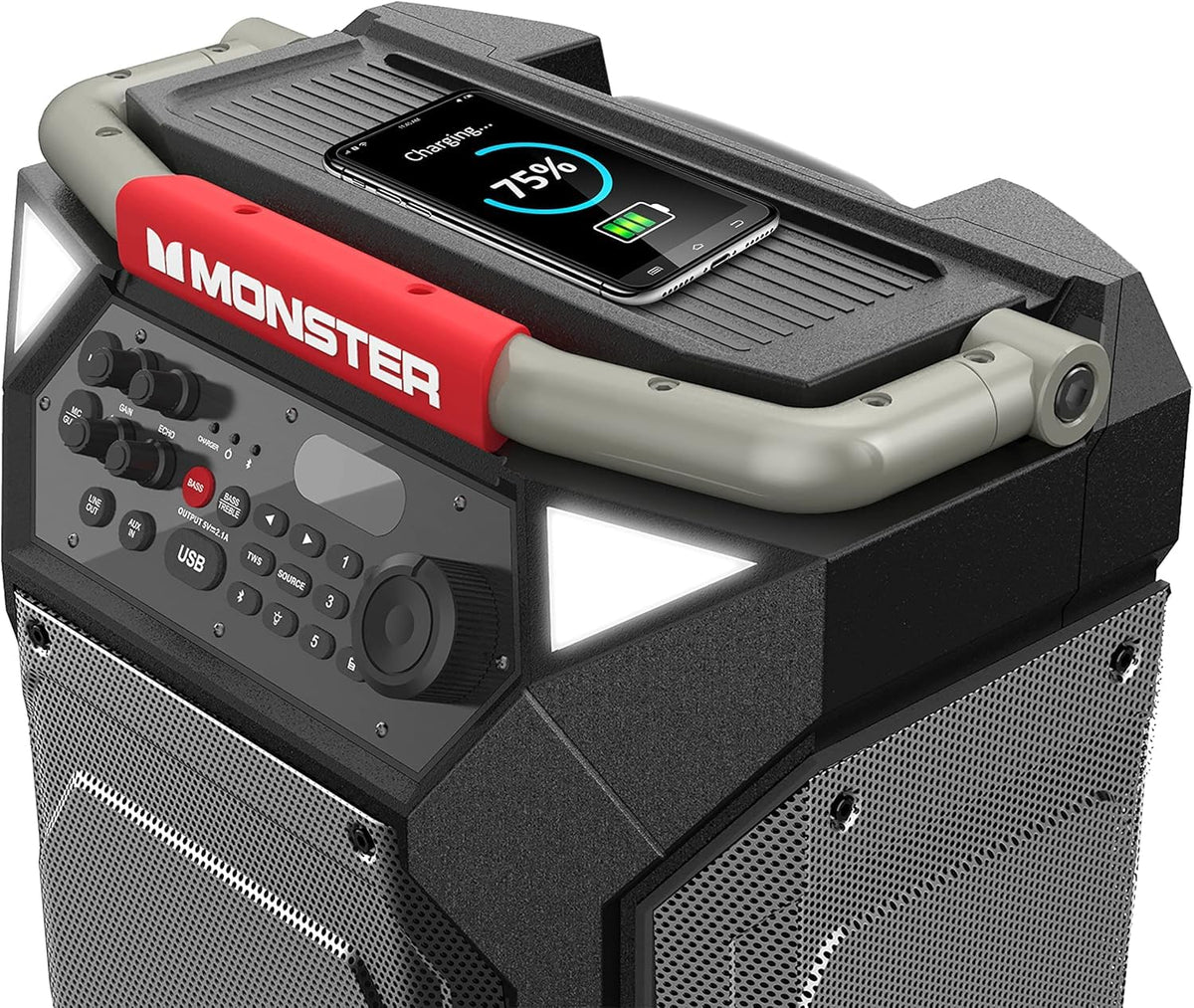 Monster Rockin' Roller 270 built-in Qi charging pad for device power