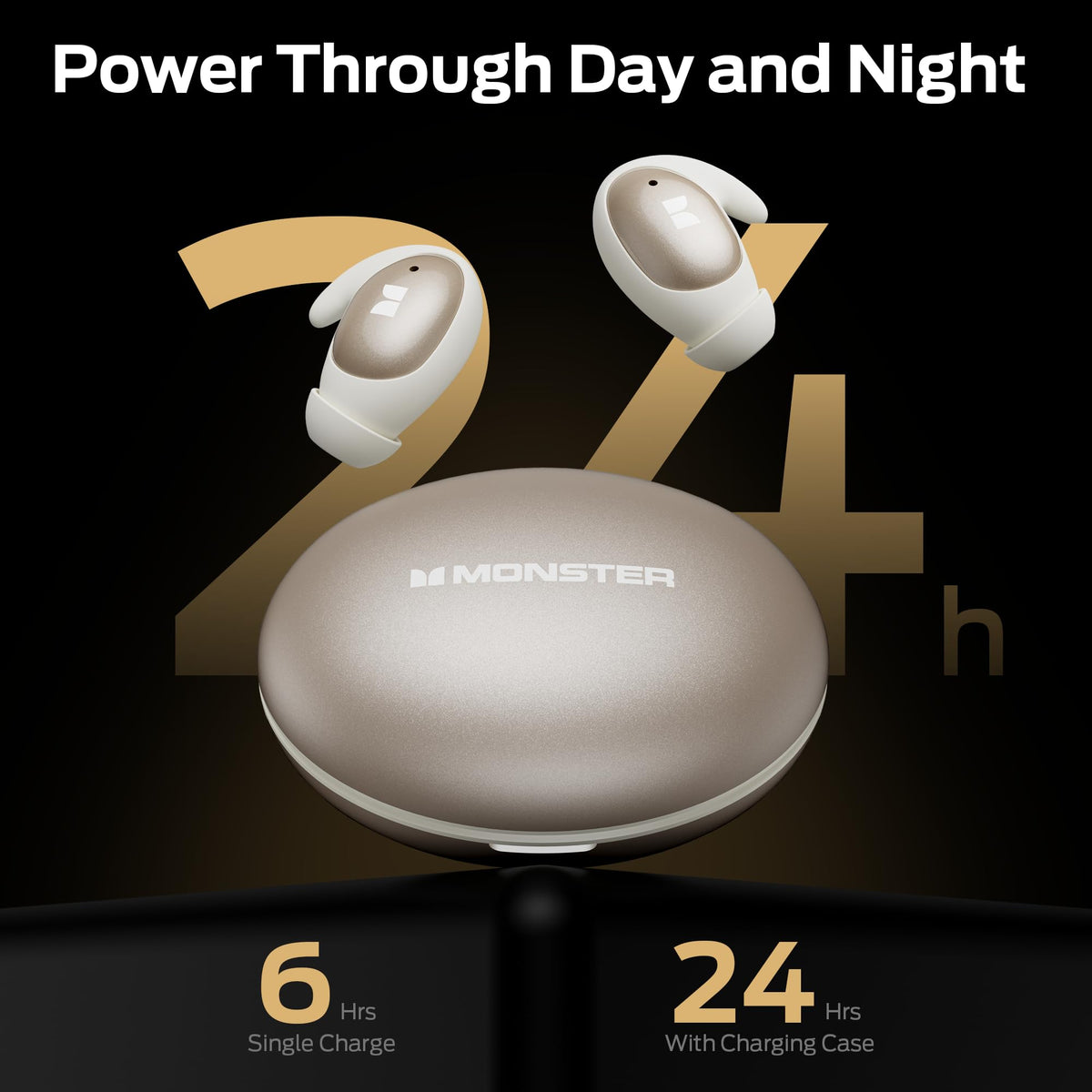 Monster Sleep Ear100 ENC reduces background noise for clearer calls.