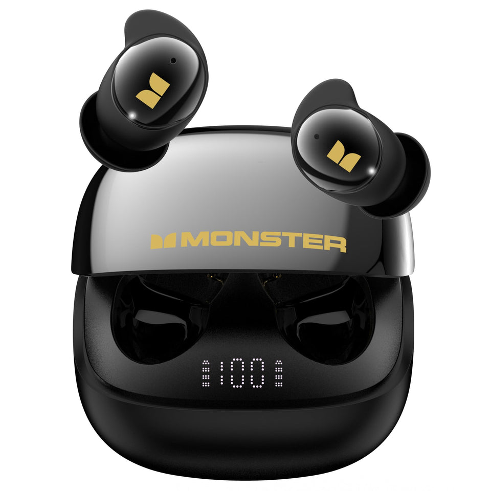 Monster Sleep Ear200 front packaging showing earbuds and case, highlighting portability