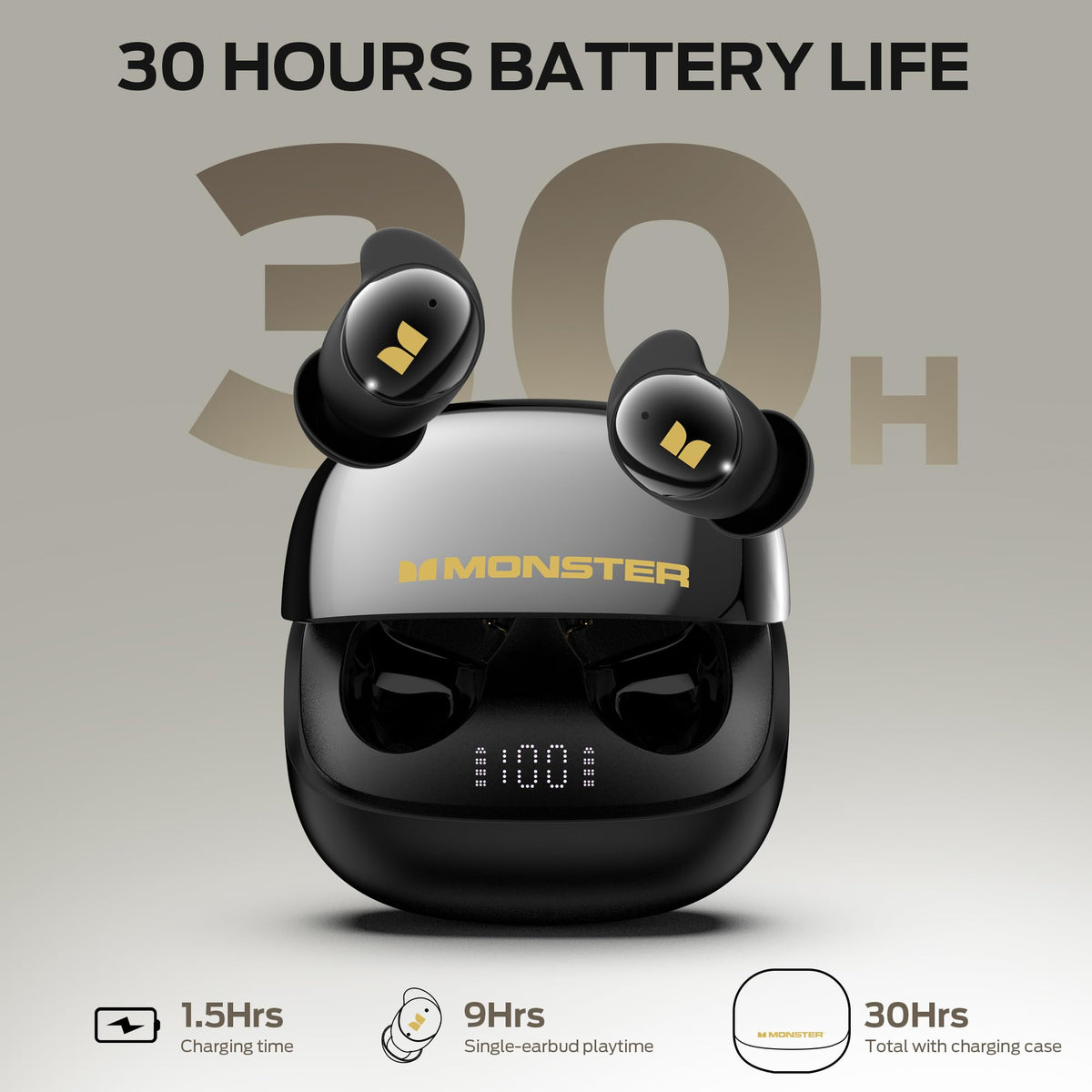 Monster Sleep Ear200 lifestyle on a bedside table, showing practical nighttime use