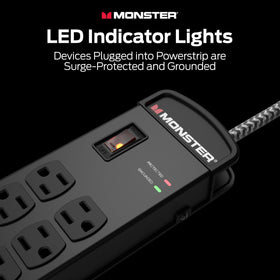 Monster Surge Protector Pro MI LED indicators show power status at a glance.