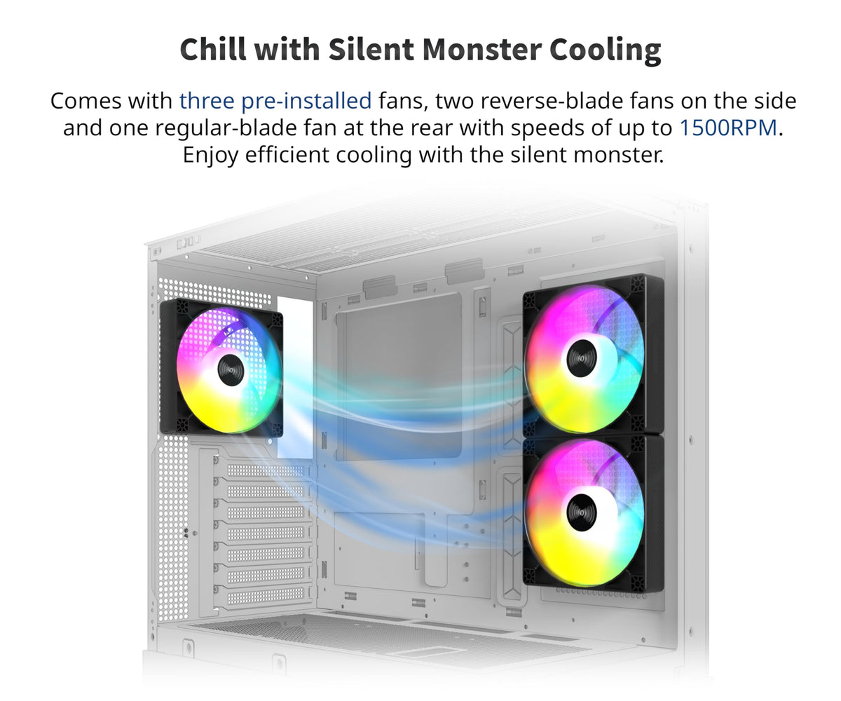 Montech XR-B ARGB fans preinstalled add vibrant cooling visuals.