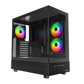 Montech XR-B full-view tempered glass panel showcases your build.