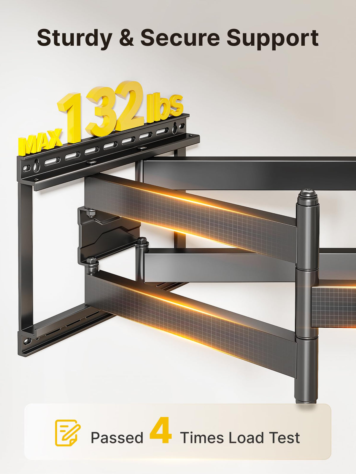 monTEK wall mount supports up to 132 lbs of TV weight