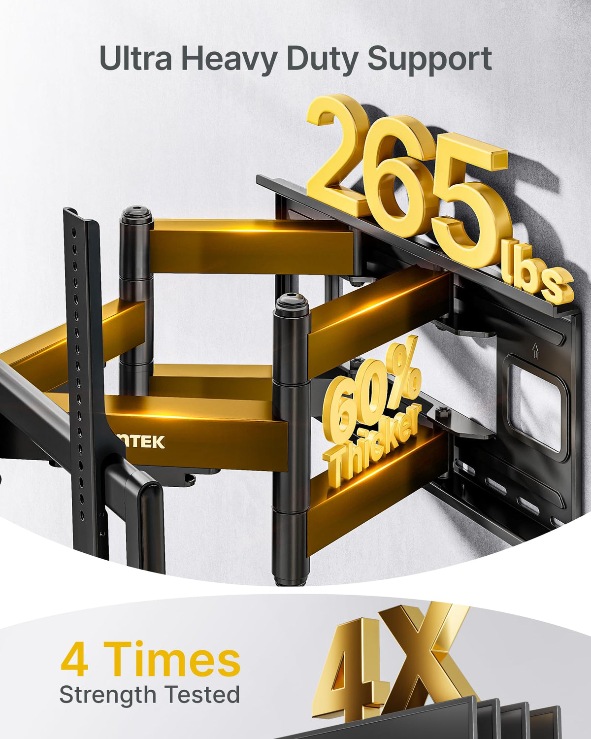 monTEK 900x600 VESA compatibility fits a wide range of large panels.