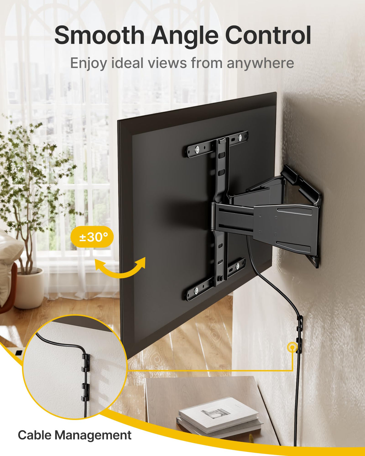 monTEK cable clips keep cords tidy.