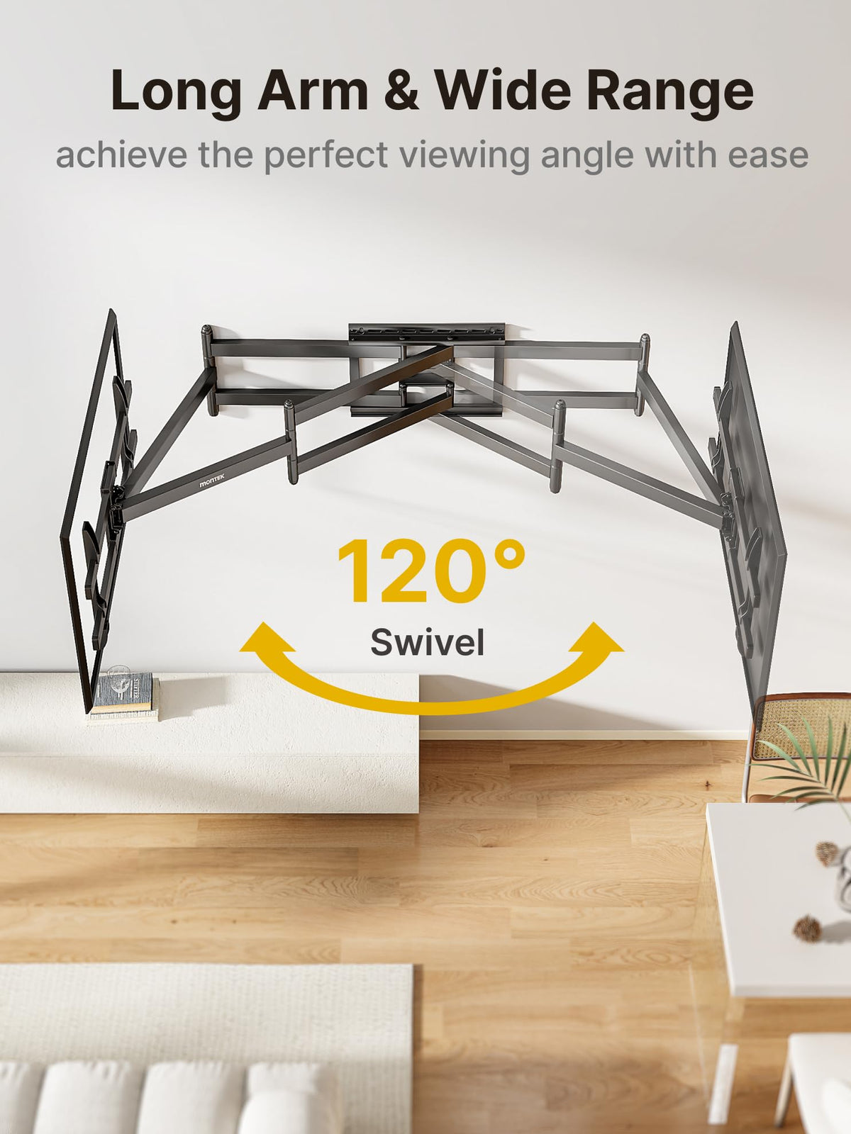 monTEK built-in cable management hides wires for a clean setup