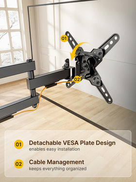 VESA compatibility from 75x75 to 200x200 mm for many TV brands.