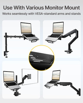 MonTEK detachable base plate adapts to slim and thick laptops for a precise fit