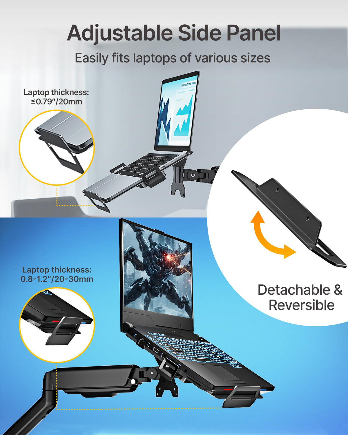 MonTEK dual safety straps secure laptops during arm movement