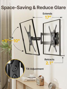 monTEK fully extended side showing 17 inch reach for better sightlines benefit