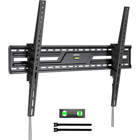 monTEK front view showing heavy duty bracket securing large TV for stable support