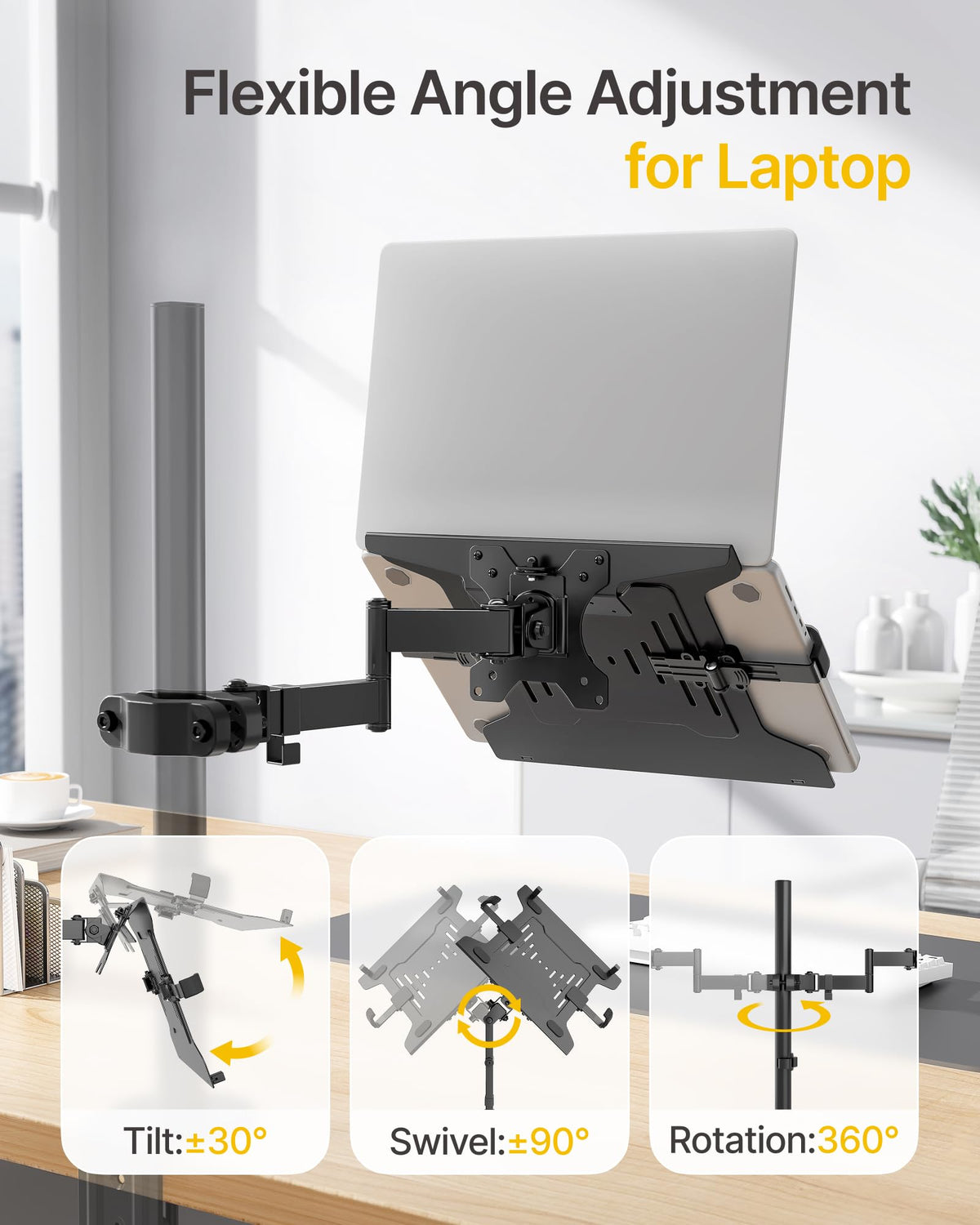 monTEK full-motion swivel demonstrating wide viewing angles and sharing