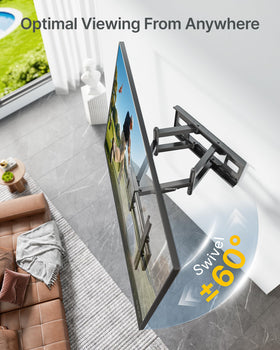 monTEK full-motion with swivel and tilt for versatile room viewing.