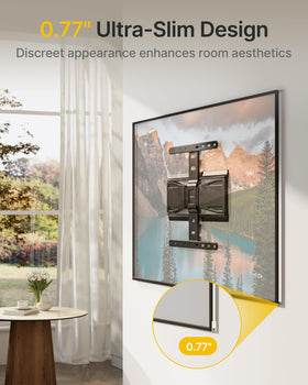monTEK full-motion bracket with 60-degree swivel for optimal viewing.