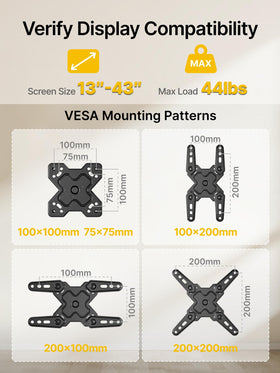 Heavy-duty steel construction of the monTEK mount for lasting support.