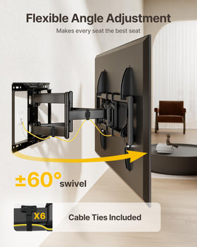 monTEK Wall Mount low-profile when tucked away keeps space tidy