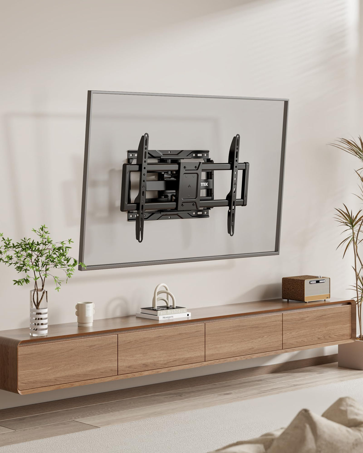 monTEK Heavy Duty TV Wall Mount fits 12-16 inch studs securely