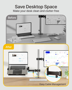 monTEK height adjustment on pole for ergonomic sit-stand positioning