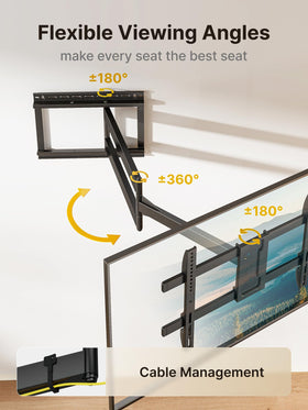 Montek long-arm wall mount supports up to 110 lbs for sturdy stability.