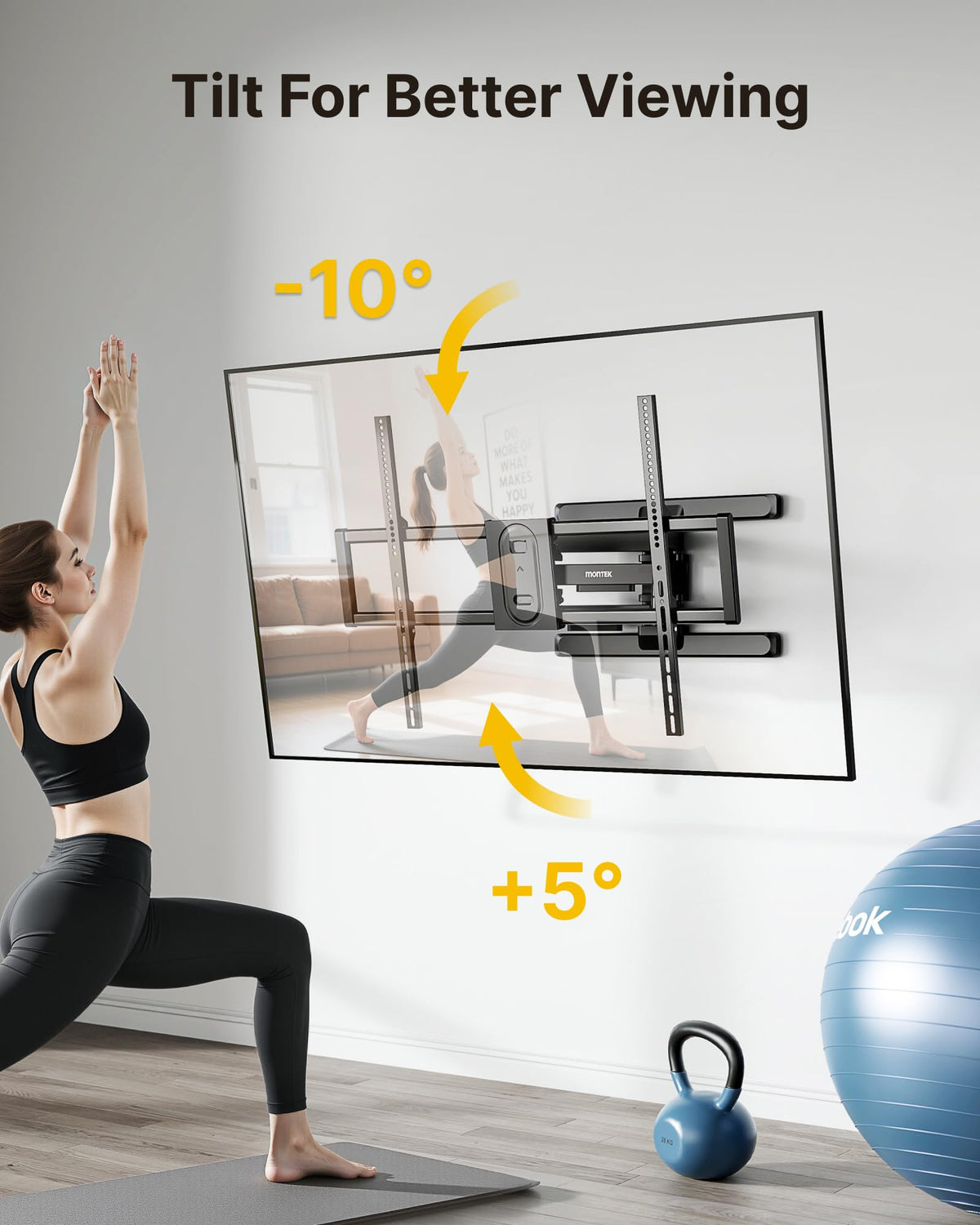 monTEK low-profile 2.56-inch retraction keeps walls clean and tidy