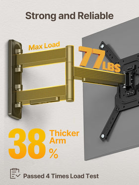 monTEK mounted in living room illustrating flexible viewing and tidy look benefit
