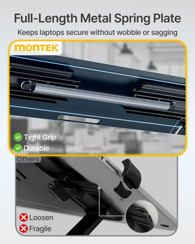 MonTEK spring clamps with EVA padding protect laptop surfaces from scratches