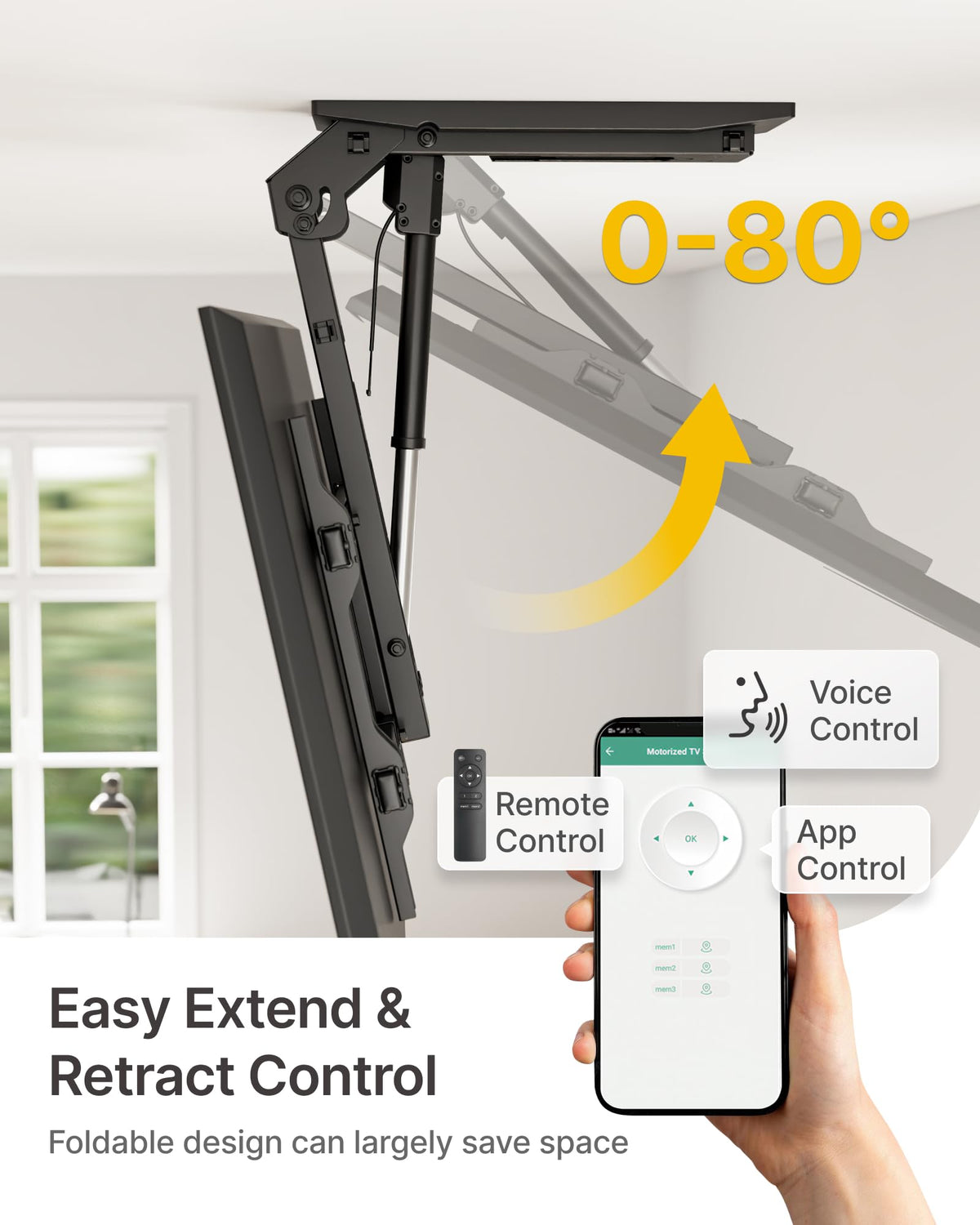 monTEK tilt function demonstrates 0-80 degrees for customized viewing comfort.
