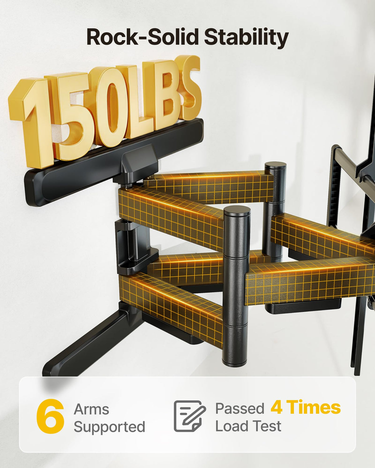 monTEK wide VESA compatibility 200x200–800x600 enables flexible large-TV mounting