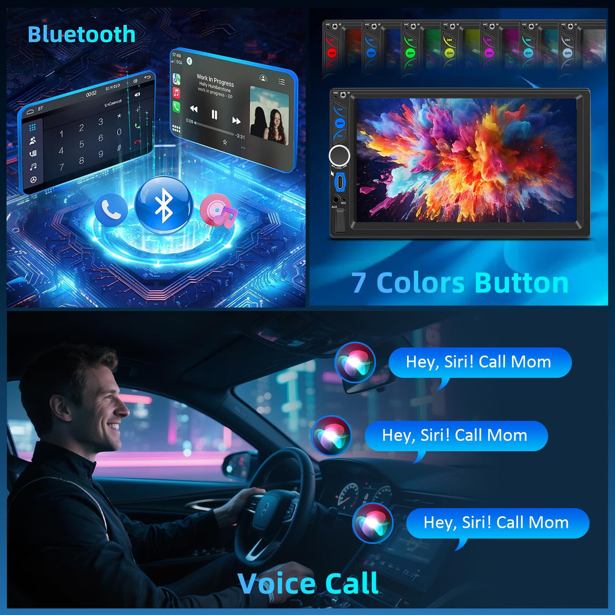Moobsnry UI screen showing CarPlay and radio features for easy media access