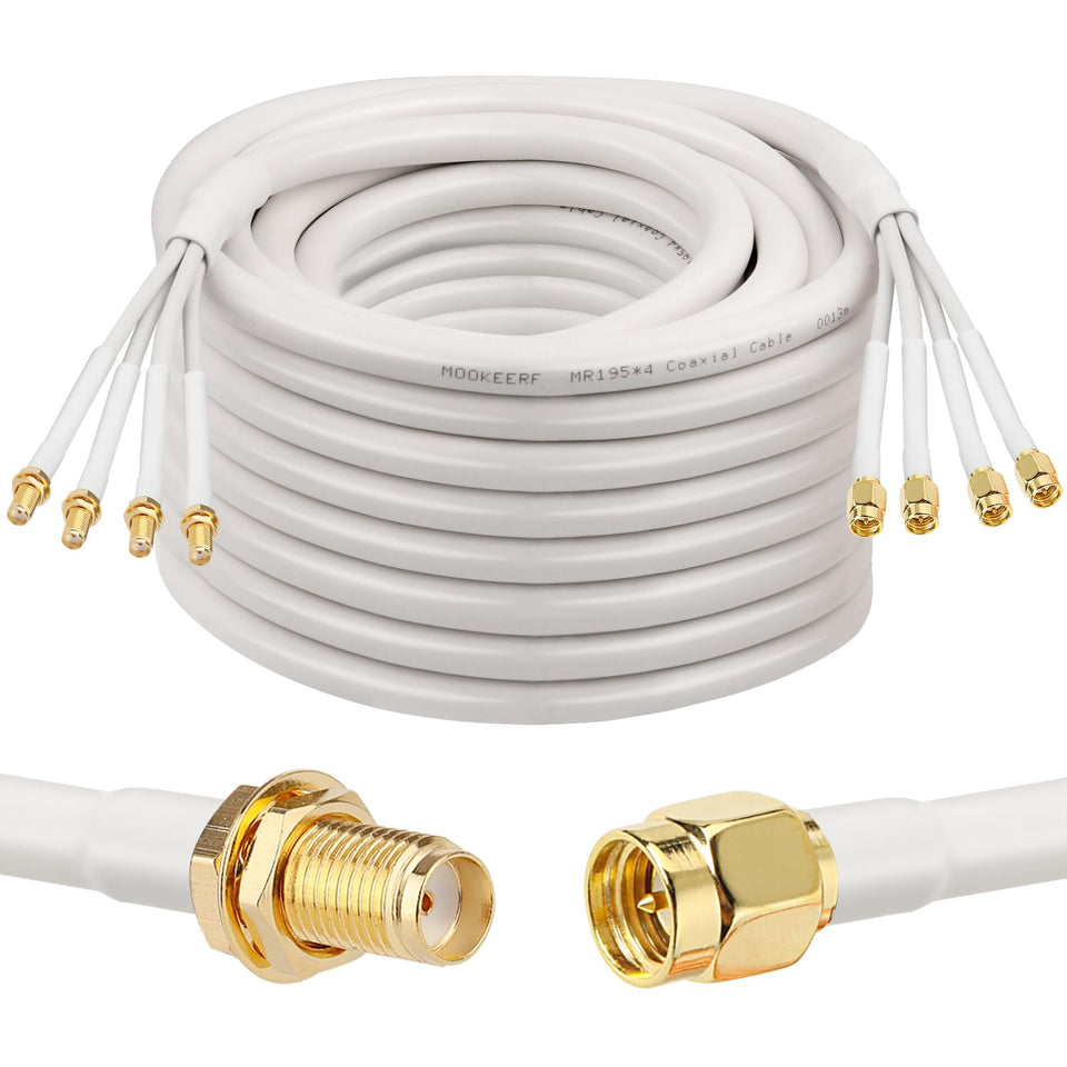 MOOKEERF 50ft SMA extension cable ready for antenna connections