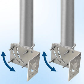 MOOKEERF antenna mast bracket side angle showing adjustable mounting options