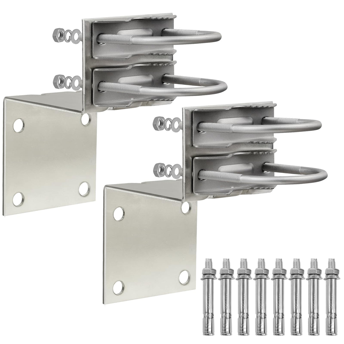 MOOKEERF antenna pole mount bracket assembly demonstrating sturdy outdoor mounting