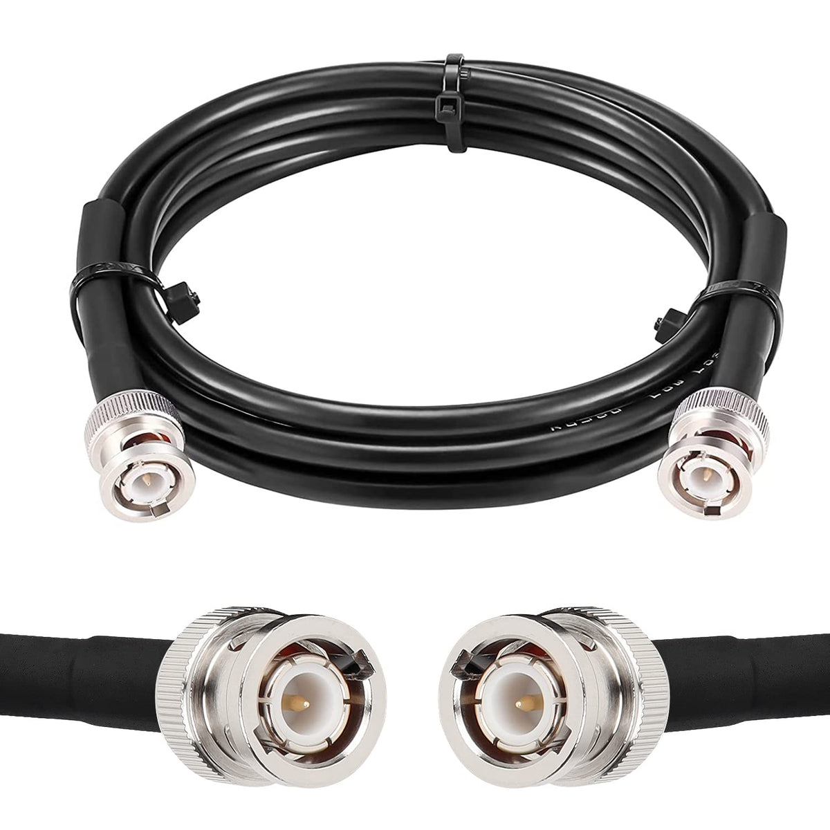 MOOKEERF BNC cable 6 ft with low loss design for clear RF transmission.