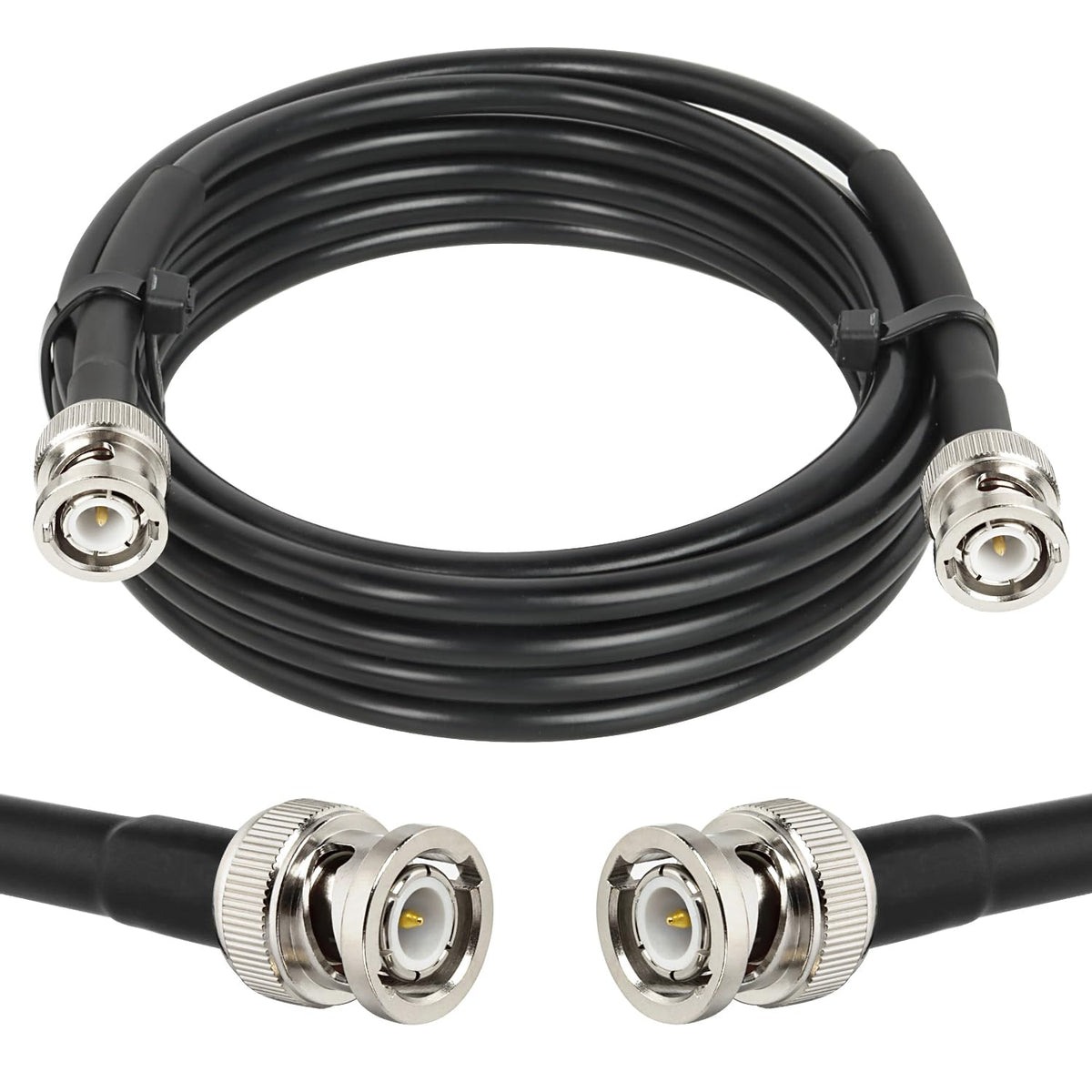 MOOKEERF BNC cable 8ft low-loss design for minimal signal loss over distance.