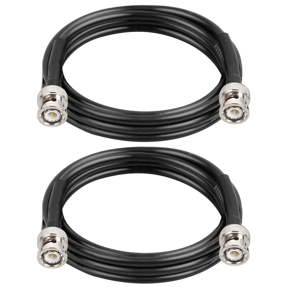 MOOKEERF front packaging showing two 6ft BNC RG58 cables with clear benefits