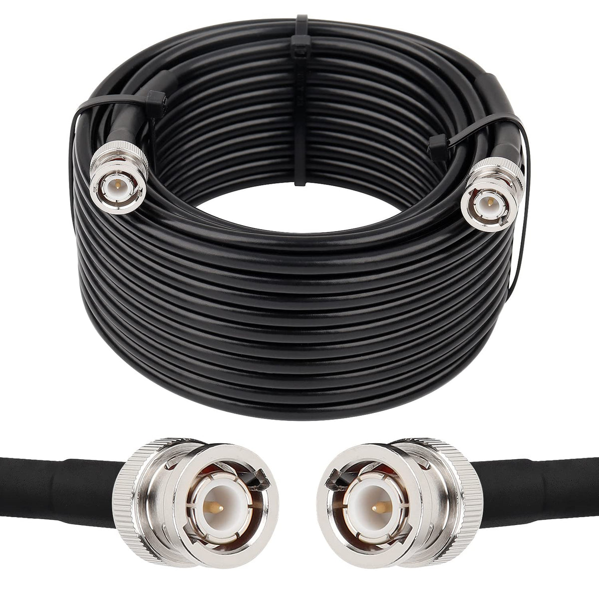 MOOKEERF BNC cable front packaging showing specifications and length, indicating reliability