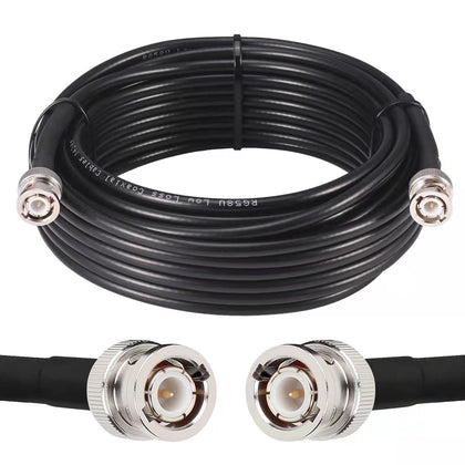 MOOKEERF front view of 35ft BNC cable showing durable jacket and connectors, reliable signal