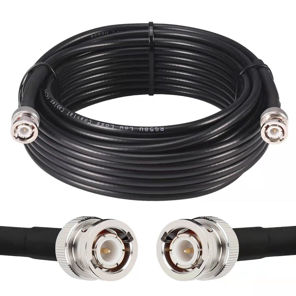 MOOKEERF front view of 35ft BNC cable showing durable jacket and connectors, reliable signal