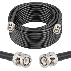 MOOKEERF front view of 40ft BNC-to-BNC cable showing connectors and jacket benefits