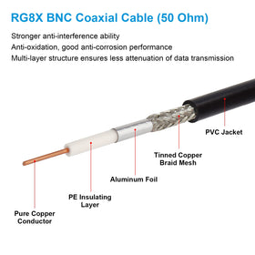 MOOKEERF cable connected to an oscilloscope illustrating reliable test measurement