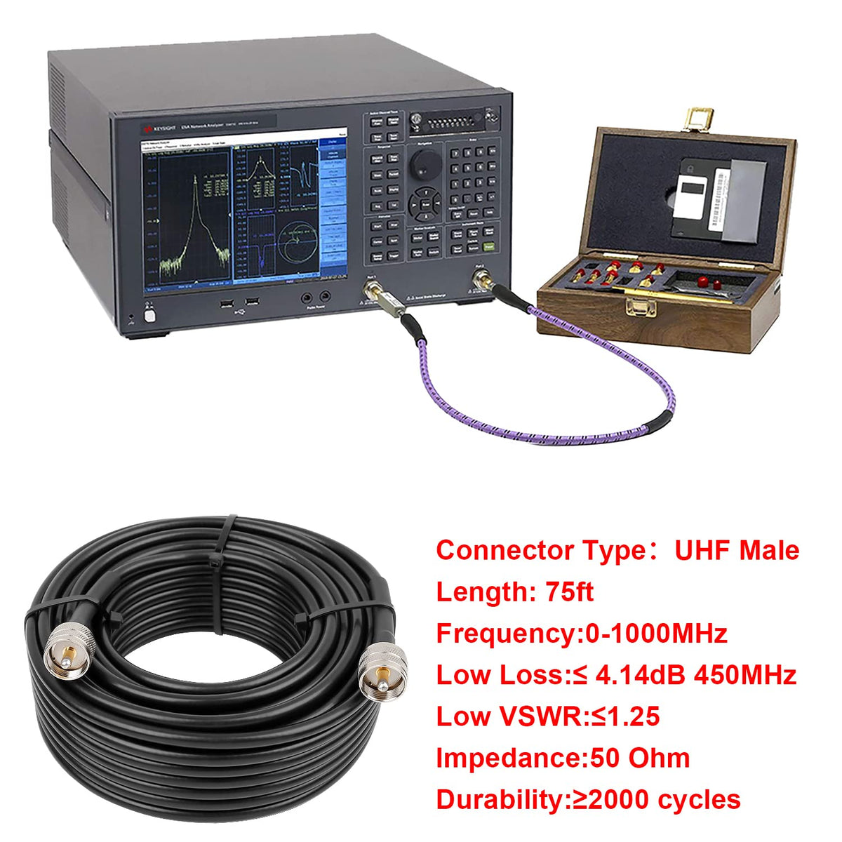 MOOKEERF cable mounted on antenna mast, provides stable antenna feed