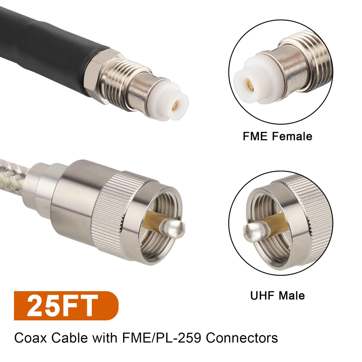 MOOKEERF full 25ft RG8X cable laid out to display length and easy routing benefit