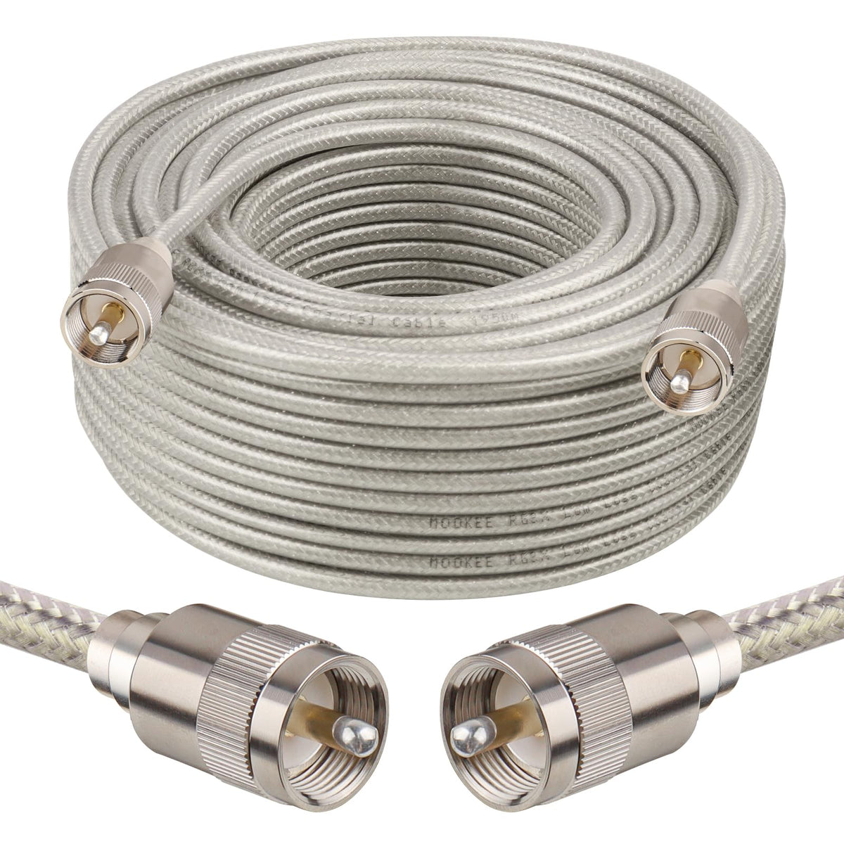 MOOKEERF CB coax cable 100ft RG8X with low loss for clear long-range signals.