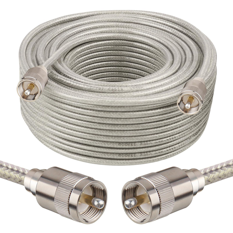 MOOKEERF CB coax cable 100ft RG8X with low loss for clear long-range signals.