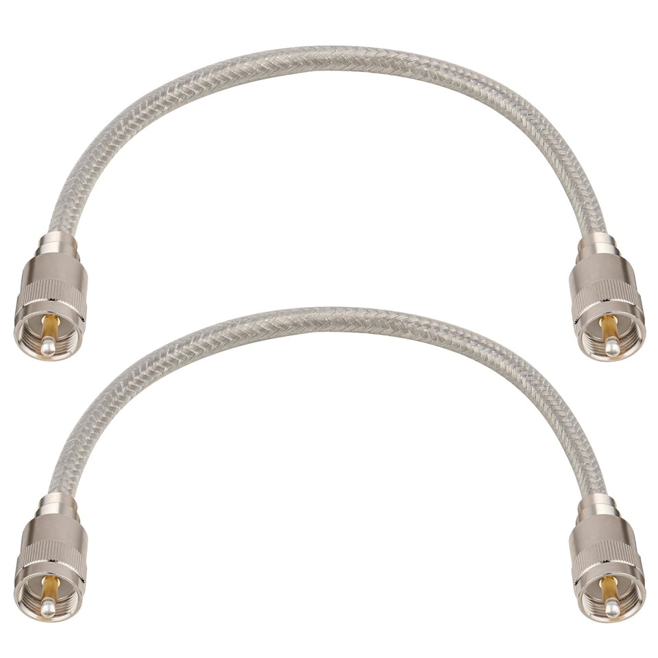 MOOKEERF CB coax cable 1ft two-pack close-up shows low-loss performance for ham radio
