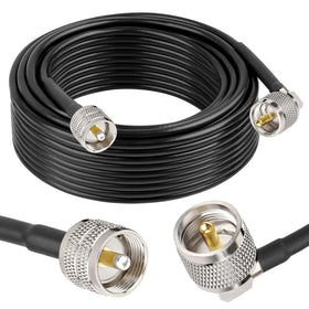 MOOKEERF CB coax cable, 50ft length, angle view for long-range CB radio use.