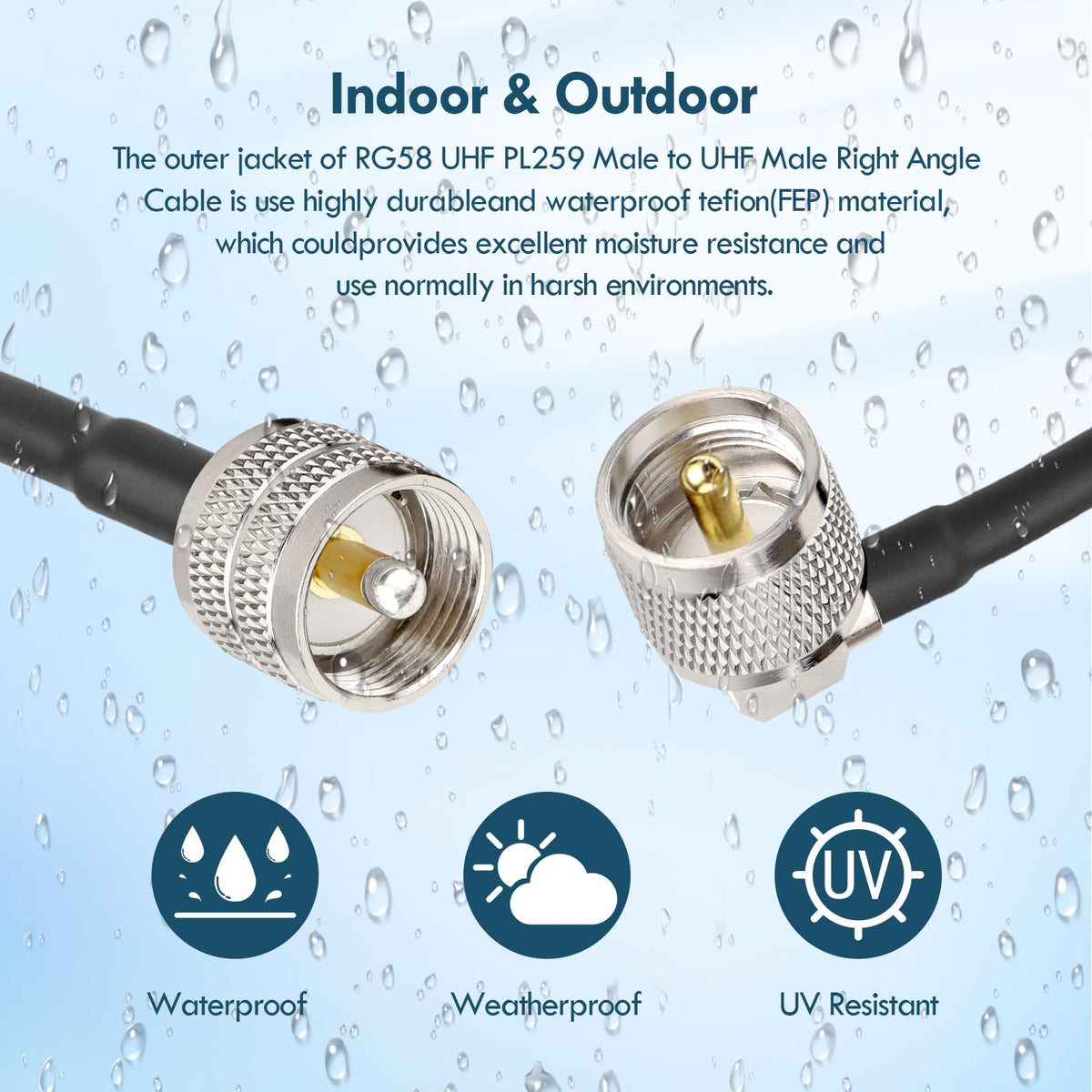 MOOKEERF UHF PL-259 male-to-male setup ready for CB and HAM use.