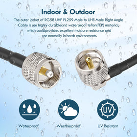 MOOKEERF UHF PL-259 male-to-male setup ready for CB and HAM use.